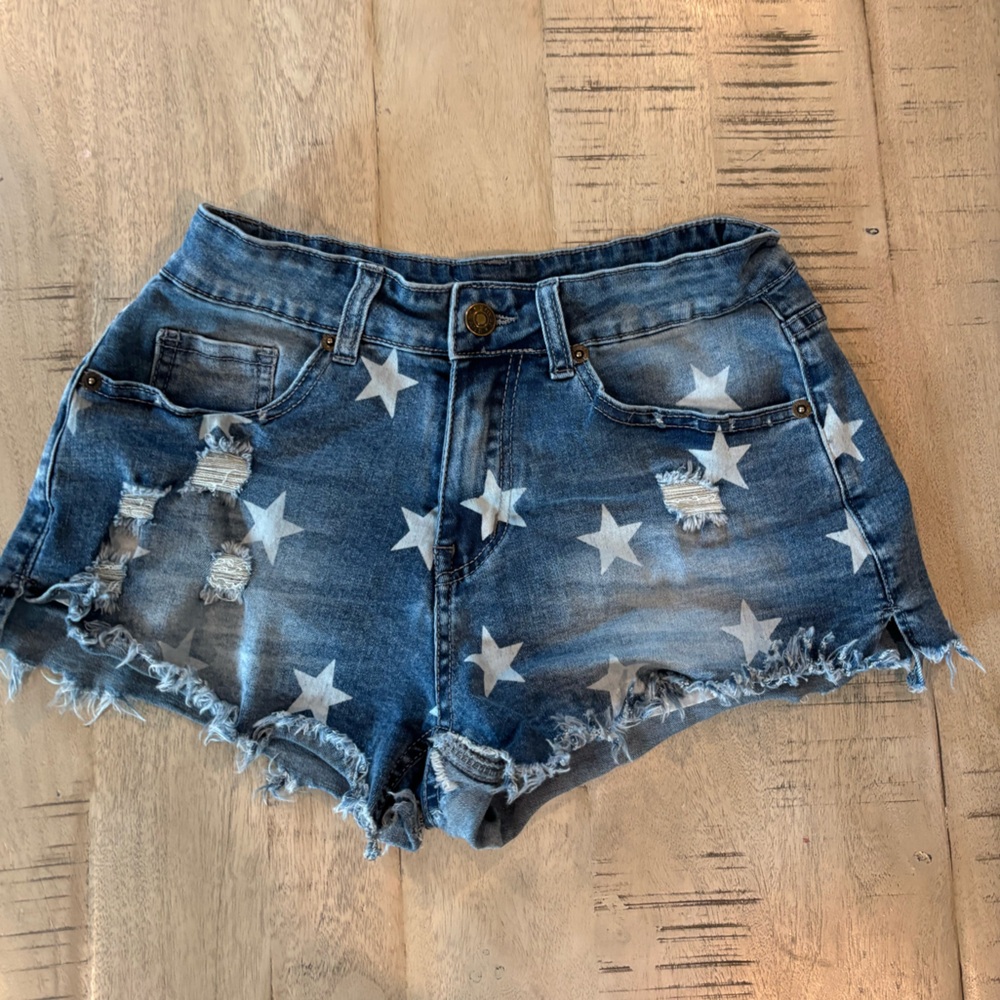 Denim Star-Patterned Women Shorts